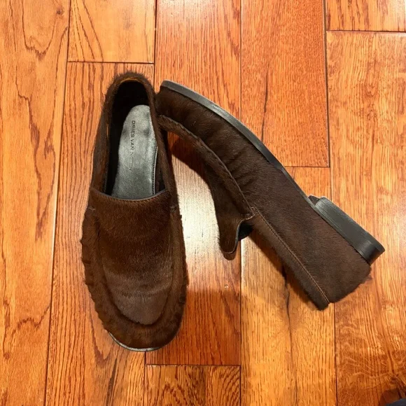 Dries Van Noten Dark Brown Haircalf Loafers - Picture 2 of 10